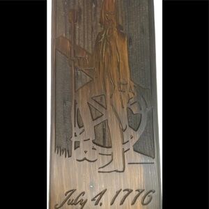 American Revolution Hessian Artilleray Soldier Next To Cannon Wood Wall Decor.